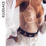 Ellolace Neon Summer 21 Colors Lace Bodysuit Women Floral Embroidery Bow Tie Transparent Sexy Bodysuit Jumpsuit Overalls Party