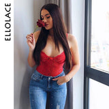 Ellolace Neon Summer 21 Colors Lace Bodysuit Women Floral Embroidery Bow Tie Transparent Sexy Bodysuit Jumpsuit Overalls Party