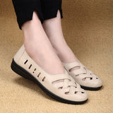Breathable Flats Female Shoes Summer 2021 New Arrival Genuine Leather Flats Woman Leather Loafers Mom Casual Shoes