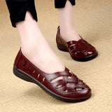 Breathable Flats Female Shoes Summer 2021 New Arrival Genuine Leather Flats Woman Leather Loafers Mom Casual Shoes