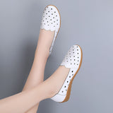 Breathable Flats Female Shoes Summer 2021 New Arrival Genuine Leather Flats Woman Leather Loafers Mom Casual Shoes