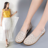 Breathable Flats Female Shoes Summer 2021 New Arrival Genuine Leather Flats Woman Leather Loafers Mom Casual Shoes