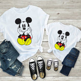 Tees Women T Shirt Minnie Mouse Print T-shirt Casual White Short Sleeve Baby Girls Tops Summer Brand Family Matching Clothes