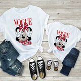 Tees Women T Shirt Minnie Mouse Print T-shirt Casual White Short Sleeve Baby Girls Tops Summer Brand Family Matching Clothes
