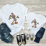 Tees Women T Shirt Minnie Mouse Print T-shirt Casual White Short Sleeve Baby Girls Tops Summer Brand Family Matching Clothes