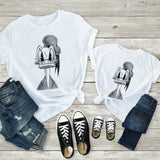 Tees Women T Shirt Minnie Mouse Print T-shirt Casual White Short Sleeve Baby Girls Tops Summer Brand Family Matching Clothes