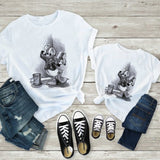 Tees Women T Shirt Minnie Mouse Print T-shirt Casual White Short Sleeve Baby Girls Tops Summer Brand Family Matching Clothes
