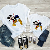 Tees Women T Shirt Minnie Mouse Print T-shirt Casual White Short Sleeve Baby Girls Tops Summer Brand Family Matching Clothes