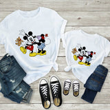Tees Women T Shirt Minnie Mouse Print T-shirt Casual White Short Sleeve Baby Girls Tops Summer Brand Family Matching Clothes