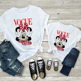 Tees Women T Shirt Minnie Mouse Print T-shirt Casual White Short Sleeve Baby Girls Tops Summer Brand Family Matching Clothes