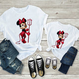 Tees Women T Shirt Minnie Mouse Print T-shirt Casual White Short Sleeve Baby Girls Tops Summer Brand Family Matching Clothes
