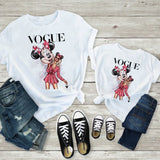 Tees Women T Shirt Minnie Mouse Print T-shirt Casual White Short Sleeve Baby Girls Tops Summer Brand Family Matching Clothes