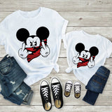Tees Women T Shirt Minnie Mouse Print T-shirt Casual White Short Sleeve Baby Girls Tops Summer Brand Family Matching Clothes