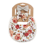 3Pcs Baby Headband Tassel Saliva Towel Floral Print Newborn Double Side Bibs Boys Girls Bandana Burp Cloths Feeding Smock Stuff