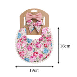 3Pcs Baby Headband Tassel Saliva Towel Floral Print Newborn Double Side Bibs Boys Girls Bandana Burp Cloths Feeding Smock Stuff