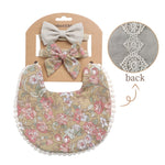 3Pcs Baby Headband Tassel Saliva Towel Floral Print Newborn Double Side Bibs Boys Girls Bandana Burp Cloths Feeding Smock Stuff