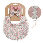 3Pcs Baby Headband Tassel Saliva Towel Floral Print Newborn Double Side Bibs Boys Girls Bandana Burp Cloths Feeding Smock Stuff