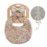 3Pcs Baby Headband Tassel Saliva Towel Floral Print Newborn Double Side Bibs Boys Girls Bandana Burp Cloths Feeding Smock Stuff