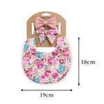 3Pcs Baby Headband Tassel Saliva Towel Floral Print Newborn Double Side Bibs Boys Girls Bandana Burp Cloths Feeding Smock Stuff