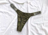 Sexy Women Pantie Crystal Rhinestone Underwear Fitness Gym Thongs Low Rise Fashion Tanga for Female Push Up Lingerie with Letter