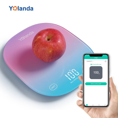 Yolanda 5kg Smart Kitchen Scale Bluetooth APP Electronic Weight Scales Food Balance Weighing Measuring Tool Nutrition Analysis