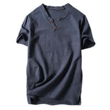 SHUJIN New Mens Spring Summer Casual Shirt Short Sleeve Cotton Linen Shirts Men Loose Collar Button Shirt silk Chemise Homme