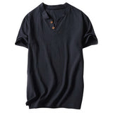 SHUJIN New Mens Spring Summer Casual Shirt Short Sleeve Cotton Linen Shirts Men Loose Collar Button Shirt silk Chemise Homme