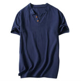 SHUJIN New Mens Spring Summer Casual Shirt Short Sleeve Cotton Linen Shirts Men Loose Collar Button Shirt silk Chemise Homme