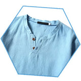SHUJIN New Mens Spring Summer Casual Shirt Short Sleeve Cotton Linen Shirts Men Loose Collar Button Shirt silk Chemise Homme