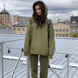 Nadafair Two Piece Set 2020 Autumn Winter Tracksuit Women's Hooded Sweatshirt And Pants Casual 2Piece Outfits Woman Sport Suit
