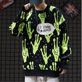 LINDSEY SEADER Sweater Men Jumpers Knitted Harajuku Alien Hip Hop Streetwear Men Knitwear Clothing Pullover Oversize Sweaters