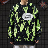 LINDSEY SEADER Sweater Men Jumpers Knitted Harajuku Alien Hip Hop Streetwear Men Knitwear Clothing Pullover Oversize Sweaters