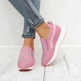 2020 New Women Crystal Sneakers Spring Autumn Casual Zipper Flat Shoes women Non-slip Breathable Outdoor Vulcanized Shoes woman
