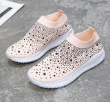 2020 New Women Crystal Sneakers Spring Autumn Casual Zipper Flat Shoes women Non-slip Breathable Outdoor Vulcanized Shoes woman