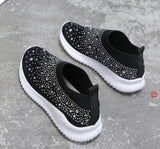 2020 New Women Crystal Sneakers Spring Autumn Casual Zipper Flat Shoes women Non-slip Breathable Outdoor Vulcanized Shoes woman