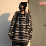 Pullovers Women Oversize Ulzzang BF Unisex Couples Japanese Striped Knit Sweater Hip Hop Female New Winter Fashion Retro Daily