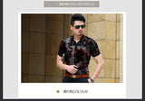 Men Club Party 2019 New DJ Prom Shirt Short Sleeve Chemise Homme Transparent Flower Velvet Shirt Men See Through Lace Shirt