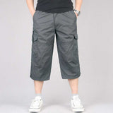 Summer Men's Casual Cotton Cargo Shorts Overalls Long Length Multi Pocket Hot breeches Military Capri Pants Male Cropped Pants