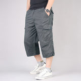 Summer Men's Casual Cotton Cargo Shorts Overalls Long Length Multi Pocket Hot breeches Military Capri Pants Male Cropped Pants