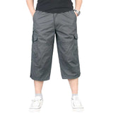 Summer Men's Casual Cotton Cargo Shorts Overalls Long Length Multi Pocket Hot breeches Military Capri Pants Male Cropped Pants