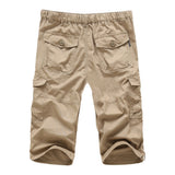 Summer Men's Casual Cotton Cargo Shorts Overalls Long Length Multi Pocket Hot breeches Military Capri Pants Male Cropped Pants