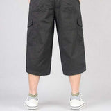 Summer Men's Casual Cotton Cargo Shorts Overalls Long Length Multi Pocket Hot breeches Military Capri Pants Male Cropped Pants