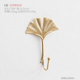 Nordic Wall Hooks for Hanging Clothes No-punch Wall Hanger Coat Key Hook Iron Art Wall Decorations Golden Leaves home storage