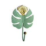 Nordic Wall Hooks for Hanging Clothes No-punch Wall Hanger Coat Key Hook Iron Art Wall Decorations Golden Leaves home storage
