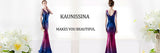 KAUNISSINA Champagne Cocktail Dresses Party Dress Midi Elegant Stand Collar Bowknot Sleevesless A-Line Prom Dress Vestido