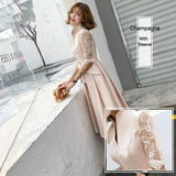 KAUNISSINA Champagne Cocktail Dresses Party Dress Midi Elegant Stand Collar Bowknot Sleevesless A-Line Prom Dress Vestido