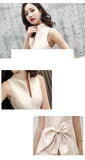 KAUNISSINA Champagne Cocktail Dresses Party Dress Midi Elegant Stand Collar Bowknot Sleevesless A-Line Prom Dress Vestido
