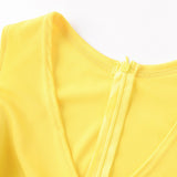 Cocktail Dresses Women Sexy Ruffles Party Yellow Hollow Out Robe Femme Solid Color Back Split Vestidos Cocktail Dress Summer