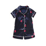 Kids Pajamas Set Silk Satin Pajamas Boys Girls Bear Print Pyjamas Shor