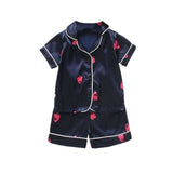 Kids Pajamas Set Silk Satin Pajamas Boys Girls Bear Print Pyjamas Shor